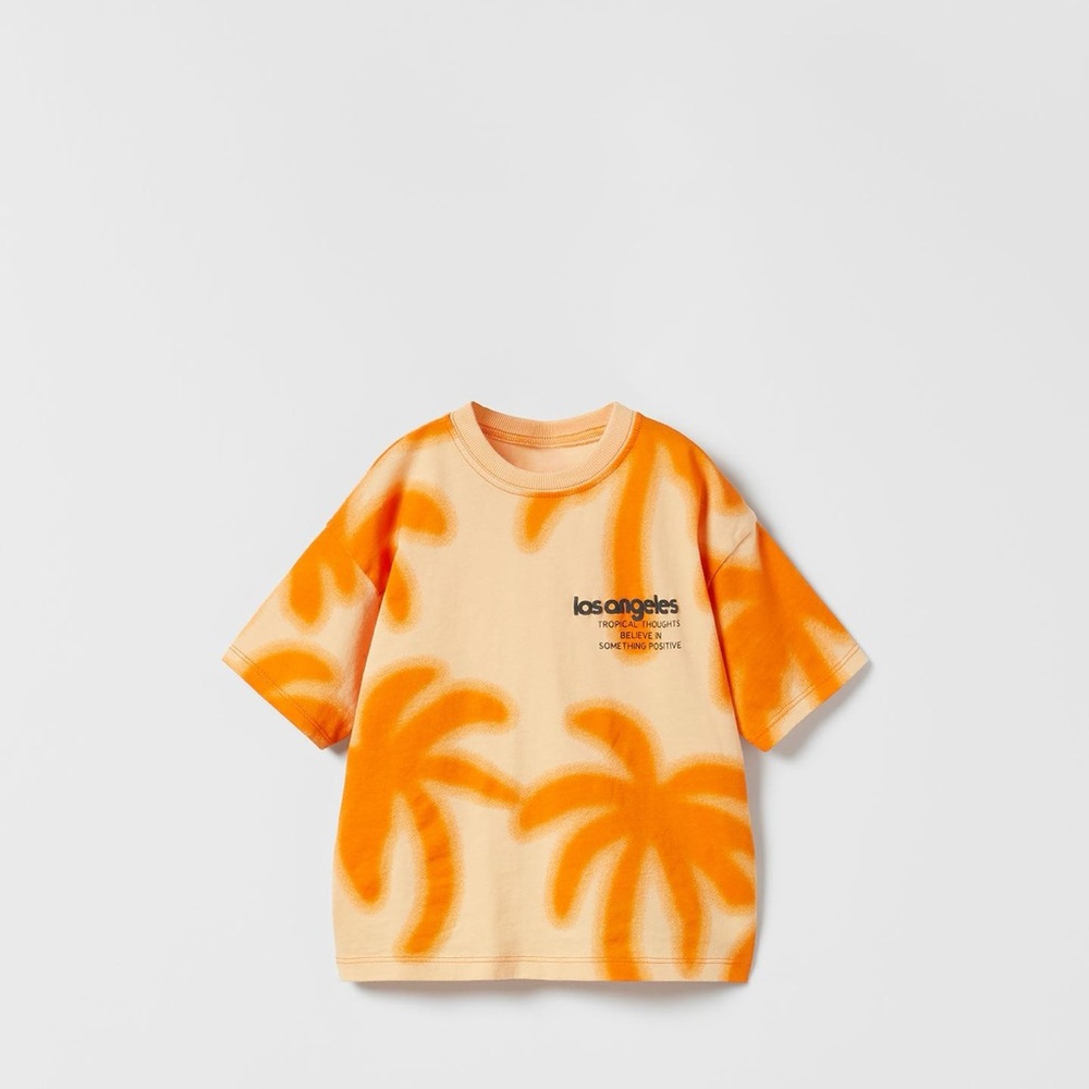 Zara Kids Orange Palm Tree Tee